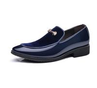 ENWIND Herren Slip-On Party Tanzschuhe Smoking Patentleder Slipper,Blau,44 EU