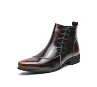 ENWIND Herren Stiefeletten Mit Spitzer Spitze Und Seitlichem Reißverschluss,Braun,44 EU
