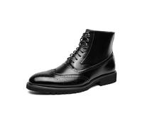 ENWIND Herren Stilvoll Kunstleder Stiefeletten Schnüren&Seitlicher Reißverschluss Brogues Abendschuhe,Schwarz,45 EU