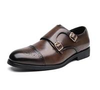 ENWIND Herrenschuhe Auf Formelle Business-Schuhe Mit Doppeltem Monk-Strap-Loafern,Braun,45 EU