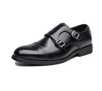 ENWIND Herrenschuhe Auf Formelle Business-Schuhe Mit Doppeltem Monk-Strap-Loafern,Schwarz,41 EU