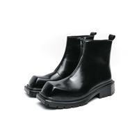 ENWIND Herrenschuhe Chukka mit quadratischer Spitze und profilierter Sohle, seitlichem Reißverschluss, Plattform-Business-Stiefeletten für Festliche Arbeit, Büro und Hochzeit,Schwarz,44 EU