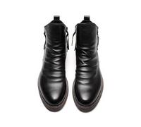 ENWIND Herrenstiefel Mit Reissverschluss Leder Winterschuhe rutschfest Kurzschaft Stiefel,Schwarz,47 EU