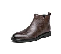 ENWIND Kurzschaft Chelsea-Stiefel Aus Kunstleder Männer Business Stiefeletten Mit Reißverschluss,Braun,42 EU