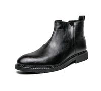 ENWIND Kurzschaft Chelsea-Stiefel Aus Kunstleder Männer Business Stiefeletten Mit Reißverschluss,Schwarz,37 EU