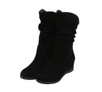 ENWIND Stiefeletten Damen Keilabsatz Kurzschaft Stiefel,Schwarz,34 EU
