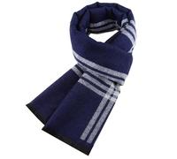 Enwokran Schal Herren Herbst Winter Elegant Classic Plaid Männer Warmer Weicher Winterschal Komfortabel Casual Business Lange Gestrickter Schal Strickschal 185x33cm (Marineblaue Streifen)