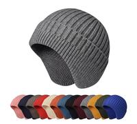 Enwokran Wintermütze Herren mit Ohrenklappen, Warme Beanie Strickmütze, Weiche Grobstrickmütze Winter Mütze,Atmungsaktiv Weich Sportmütze für Herren und Damen Outdoor (Grau)