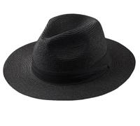 EnxJire Cowboy Hut Große Größe XL61-64cm Hüte Männer Frauen Strand Breiter Krempe Strohhut Dame Sommer Sonnenhüte Plus Größe Fedora Hut 55-57cm 58-60cm(Black,XL 61-64cm)