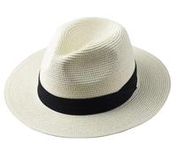 EnxJire Cowboy Hut Große Größe XL61-64cm Hüte Männer Frauen Strand Breiter Krempe Strohhut Dame Sommer Sonnenhüte Plus Größe Fedora Hut 55-57cm 58-60cm(Milk White,XL 61-64cm)
