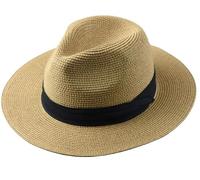 EnxJire Cowboy Hut Große Größe XL61-64cm Hüte Männer Frauen Strand Breiter Krempe Strohhut Dame Sommer Sonnenhüte Plus Größe Fedora Hut 55-57cm 58-60cm(Khaki,XL 61-64cm)