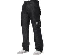 Enzo | Herren Cargo Combat Jeans - Schwarz gewaschen 34W/30L