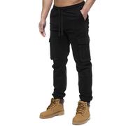 Enzo | Herren Cargo-Jogger-Jeans - Schwarz 38 Normal