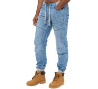 Enzo| Herren-Jogger-Jeans aus Denim mit Bündchen - Hellblau 42W/32L