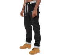 Enzo | Mens Denim Cuffed Jogger Jeans - Schwarz/Blau 38W/32L