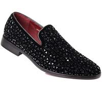 Enzo Romeo SPK27 Herren-Mokassins mit Strasssteinen, funkelnd, Veloursleder, klassischer Designer-Mokassins
