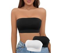 EOAMGO Trägerloser BH Damen Ohne Träger, Bandeau-top, Ungepolstert, Stretch-Oberteil, Bequem Nahtlose Tube Top BH (2 Stück) (DE/NL/SE/PL, Alphanumerisch, XL, Regular, Regular, Schwarz + Weiß)