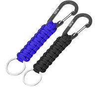 EOTW Paracord Schlüsselanhänger Karabiner Karabinerhaken D Ring Schlüsselband Schlüsselring für Motorrad Auto Camping Wandern Männer Frau Kinder (1 Schwarz & 1 Blau)