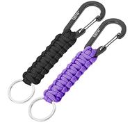 EOTW Paracord Schlüsselanhänger Karabiner Karabinerhaken D Ring Schlüsselband Schlüsselring für Motorrad Auto Camping Wandern Männer Frau Kinder (1 Schwarz & 1 Lila)