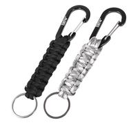 EOTW Paracord Schlüsselanhänger Karabiner Karabinerhaken D Ring Schlüsselband Schlüsselring für Motorrad Auto Camping Wandern Männer Frau Kinder (1 Schwarz & 1 Grau und Weiß)
