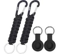 EOTW Paracord Schlüsselanhänger Karabiner Karabinerhaken D Ring Schlüsselband Schlüsselring für Motorrad Auto Camping Wandern Männer Frau Kinder (2 Schwarz + 2 Airtag Hülle)