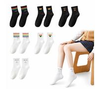 Eowppue Rainbow Pride Socken, 6 Paar - Regenbogen-Socken, bunt, warm und weich, passt an alle Füße, bequem und stilvoll, ideal für Pride-Events und besondere Tage, Einheitsgröße