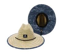 EOZY Sonnenhut mit breiter Krempe für Damen, Cowboyhut aus Stroh, klassischer Strandhut, Verstellbarer Kinnriemen, Rettungsschwimmer für Herren, UV-Schutz, UPF 50 Sonnenhüte Gr. 7 1/8/7 1/2, Wellen