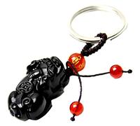 EPHIIONIY Betterdecor handgefertigter Feng Shui Obsidian Pi Yao/Pi Xiu Schlüsselanhänger oder zum Aufhängen für Reichtum und Glück