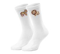 epicsocks Wilde Freunde Löwe und Tiger Socken in 42-46 im Paar Tiermotive, lustig, für Tierliebhaber