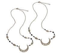 EPIGEIST 2 Stück Boho Stirnband mit Mondanhänger Teiliges Dekorative Kopfketten aus Legierung und Eleganter Haarschmuck für Damen Geeignet für Hochzeit Party Alltag und Geschenke