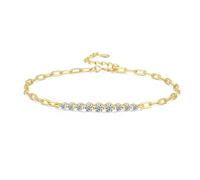 Epinki 14 Karat Au585 Gelbgold Armbänder für Frauen Echte Goldschmuck, Klassiker Zierlich Gliederarmband Damen mit Labor Erstellt Diamant, Armreifen 14K Gold, 16+5CM
