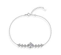 Epinki 14 Karat Weißgold Armbänder für Frauen, Klassiker Armreif Damen mit Diamant, Armreifen 14K Gold Moissanit Echt Gold, 16+5CM