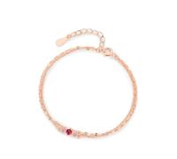 Epinki 14K Rose Gold Armbänder für Frauen Echt Gold, Doppelte Schicht Kette Armreif Damen mit Turmalin Rose, Armreifen Labor Erstellt Rose Saphir Au585 Rosegold, 20+3CM