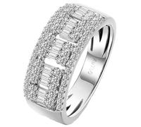 Epinki 14K Weißgold 585 Solitärring Echtes, Klassiker Verlobungsring mit Labor Erstellt Diamant Unregelmäßig Weiß, Au585 Gold Trauringe, Gr.51 (16.2)