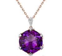Epinki 18 Karat Au750 Rotgold Damen Halsketten Modern Echte Goldschmuck, Klassiker Anhänger Damenkette mit Amethyst Lila, 18K Rosegold Kette Frauen Moissanit