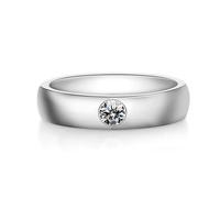 Epinki 18K 750 Weißgold Trauringe, Solitär Klassiker Freundschaftsringe mit Labor Erstellt Diamant Rundschliff, Au750 Gold Verlobungsring Echter Schmuck, Gr.51 (16.2)