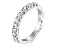Epinki 3mm Hochzeitsring 925 Sterling Silber, Halb Ewigkeitsring Damenring Silber, Versprechen Ring mit Weiß Zirkonia für Frauen, Gr.58 (18.5)
