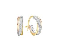 Epinki 9 Karat Au375 Gold Creole Hoop Echter Schmuck, DreifarGroß Kreis Damen Ohrstecker Labor Erstellt Diamant 0.14ct (Rundschliff, Weiß), Frauen Ohrringe 9K Gelbgold,