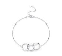 Epinki Armreif Damen Weißgold Au375 9K, Kreis Armband Frau Schlicht, Armbänder Gold 375 Echtschmuck, 20+3CM