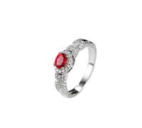 Epinki Au375 Weißgold Partnerringe Echtes, Kette Design Diamantring Labor Erstellt Rubin 0.7ct (Ovalschliff, Rot), Moissanit Ring 9K, Gr.63 (20.1)