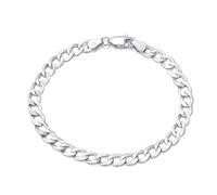 Epinki Damen Armband 925 Silber, Klassiker 5MM Breit Panzerkette Armreifen Freundschaftsarmbänder S925 Sterlingsilber, Wickelarmband, Silber, 16.5CM