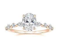 Epinki Damen Ring Vintage 925 Sterling Silber, 8x10mm 3ct Oval Ehering Frau Gold Rose, Ring Verlobungsring mit Weiß ZirkoniaWasserfeste, Gr.57 (18.1)
