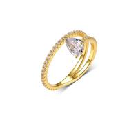 Epinki Echt 18K Gelbgold Verlobungsring, Klassiker Solitärring mit Moissanit Tropfenschliff, Pärchen Ringe Au 750, Gr.58 (18.5)