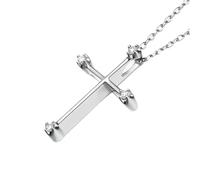 Epinki Echt Gold Damen Halskette Weißgold 585, Kreuz Anhänger Kette Frauen mit Labor Erstellt Diamant 0.04ct Rundschliff, Damenkette 14K, 45CM