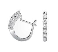 Epinki Echt Goldschmuck Creole Hoop Weißgold 14 Karat Au585, Klassiker Ohrringe Weihnachten mit Labor Erstellt Diamant 0.2ct Rundschliff, Ohrringe 14K Gold,