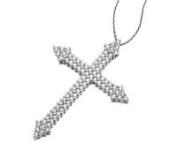 Epinki Echt Goldschmuck Kette Damen Jahrestag 14K Weißgold, Kreuz Anhänger Halskette Frauen mit Labor Erstellt Diamant 1ct Rundschliff, Damenkette Au585 Gold, 45CM