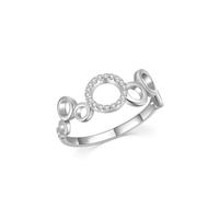 Epinki Echt Goldschmuck Weißgold 750 Diamantring, Kreis Eheringe mit Diamant, Partnerringe 18K, Gr.56 (17.8)