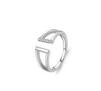 Epinki Echt Goldschmuck Weißgold 9 Karat 375 Antragsring, Klassiker Zierlich Trauringe mit Diamant, Partnerringe 9K Gold, Gr.57 (18.1)