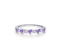 Epinki Echt Goldschmuck Weißgold Au750 18 Karat Partnerringe, Klassiker Zierlich Pärchen Ringe mit Amethyst Lila Herzschliff, Verlobungsring Diamant 18K Gold, Gr.54 (17.2)