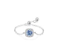 Epinki Echt Schmuck Gelbgold 18K Verlobungsring, Klassiker Zierlich Bandringe mit Topas Blau, Trauringe Labor Erstellt Diamant Platinum PT950, Gr.47-65